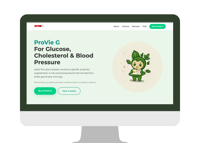 ProVie G landing page (My Health Matter) website